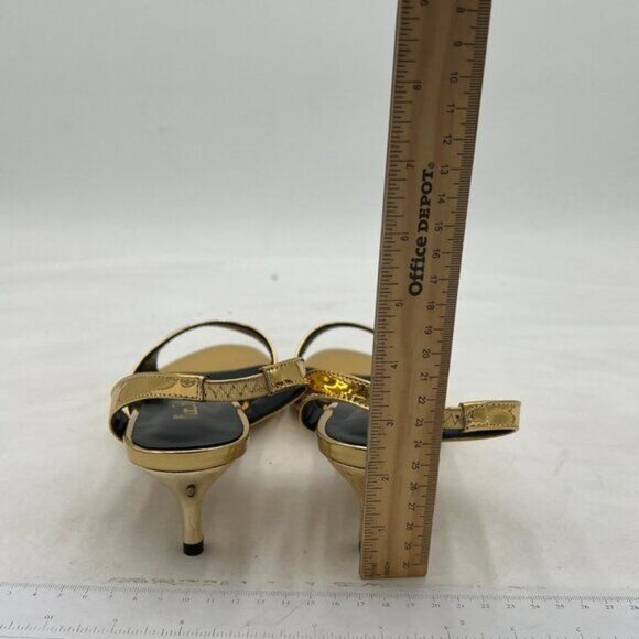 Milooey Gold Slingback Kitten Heels Elegant Peep Toe Single Strap Sandals - Picture 4 of 7